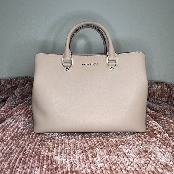 Michael Kors Cream Top Handle Handbag Satchel with Crossbody/Shoulder Strap - Picture 1 of 8